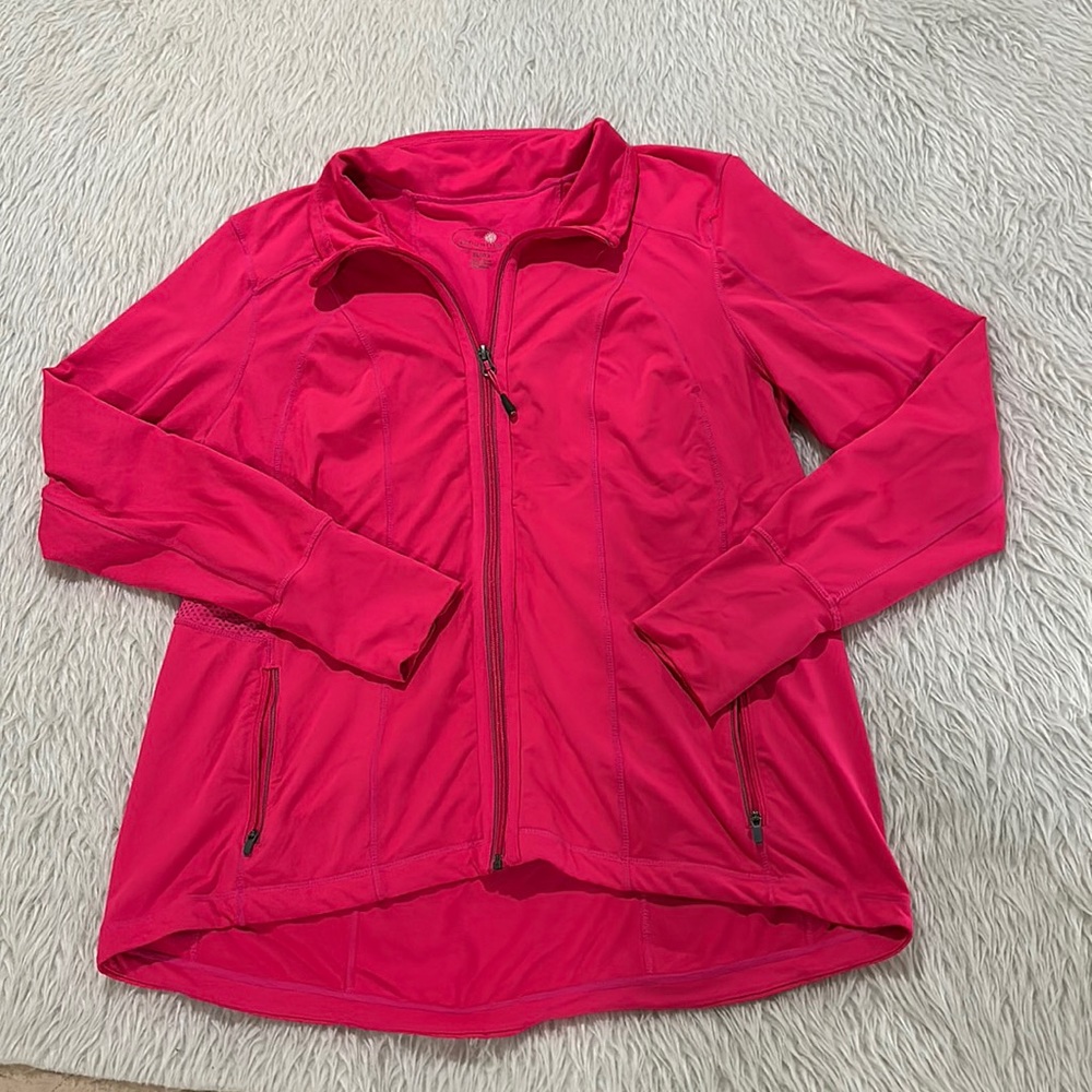 Tangerine women’s neon pink athletic gym fitness lightweight full zip jacket xl